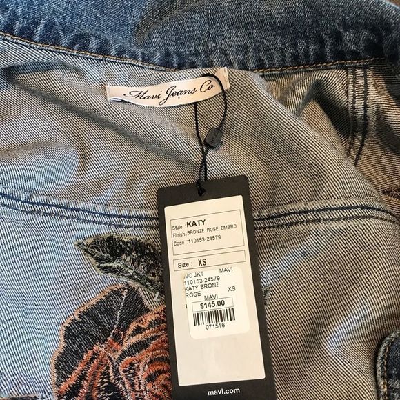 Mavi Katy bronze rose embroidered denim jacket, XS - Picture 7 of 10
